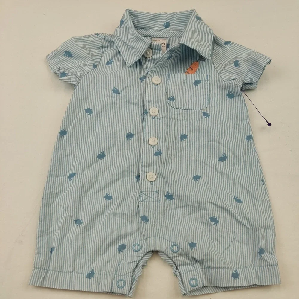 CARTER'S INFANTS TODDLERS BOYS SNAP-UP POPLIN ROMPER, NWT‎ 3M